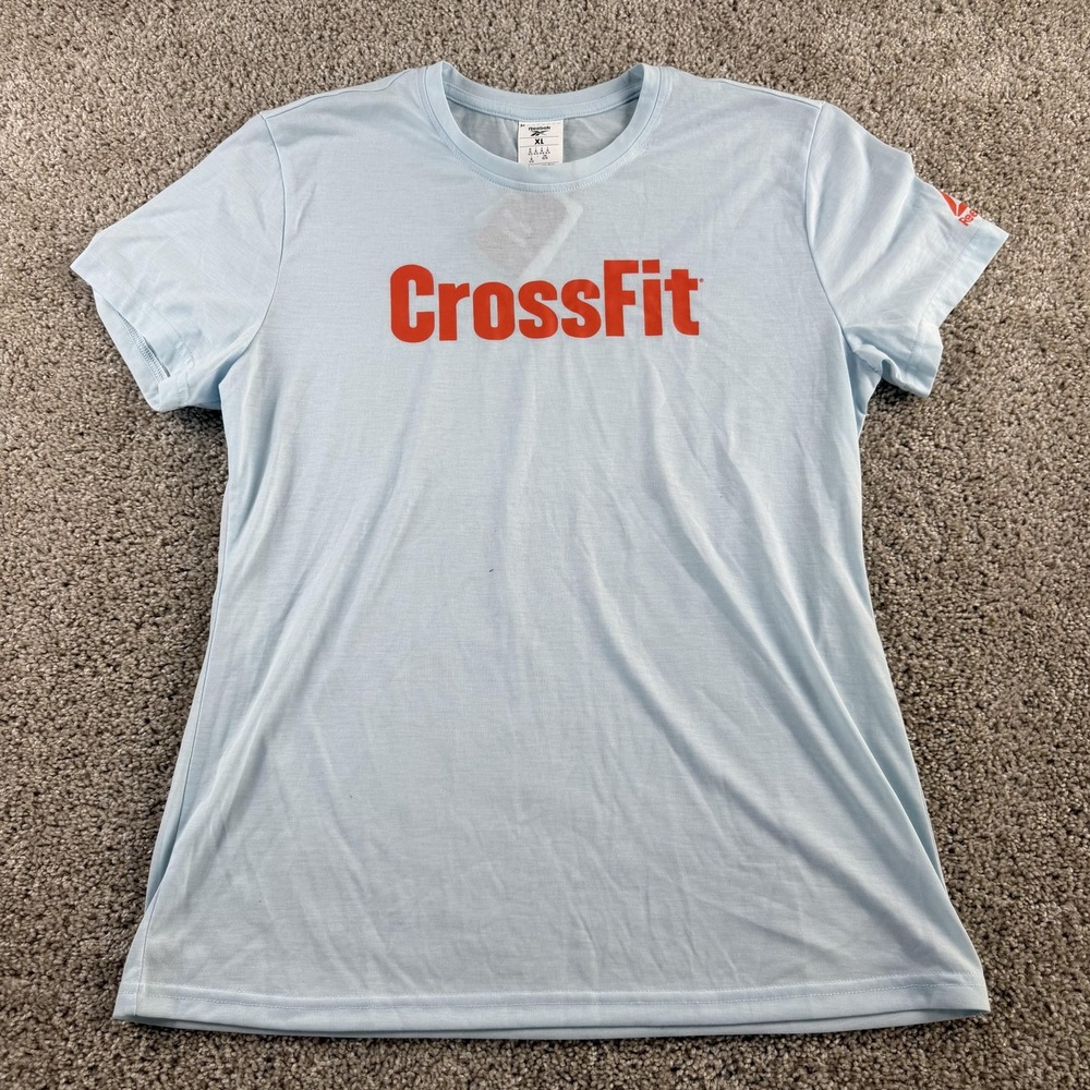Reebok CrossFit Shirt Women XL Blue Short Sleeve Speedwick Athletic Training Top